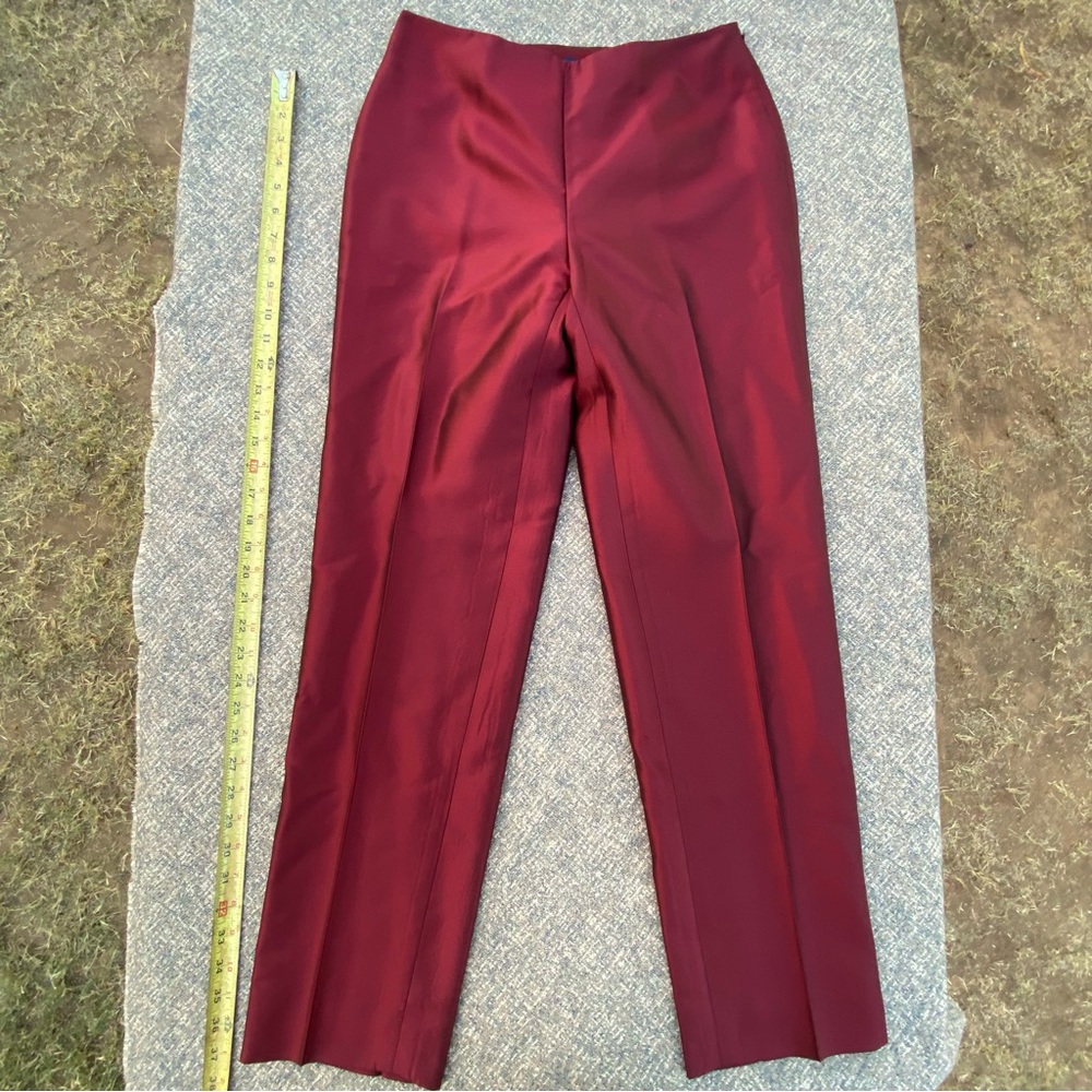 Ann Taylor Silk Side Zip Straight Pants size 4 Red Casual Business